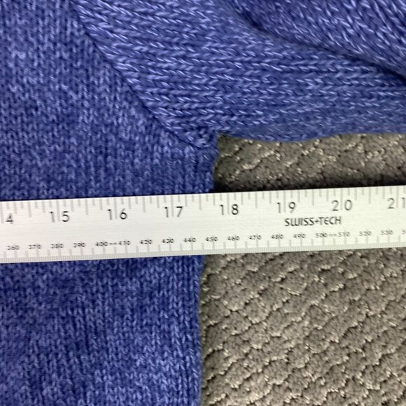 LL Bean Cardigan Sweater Women's Small Blue Marled Cotton Knit 245208 - Picture 8 of 9